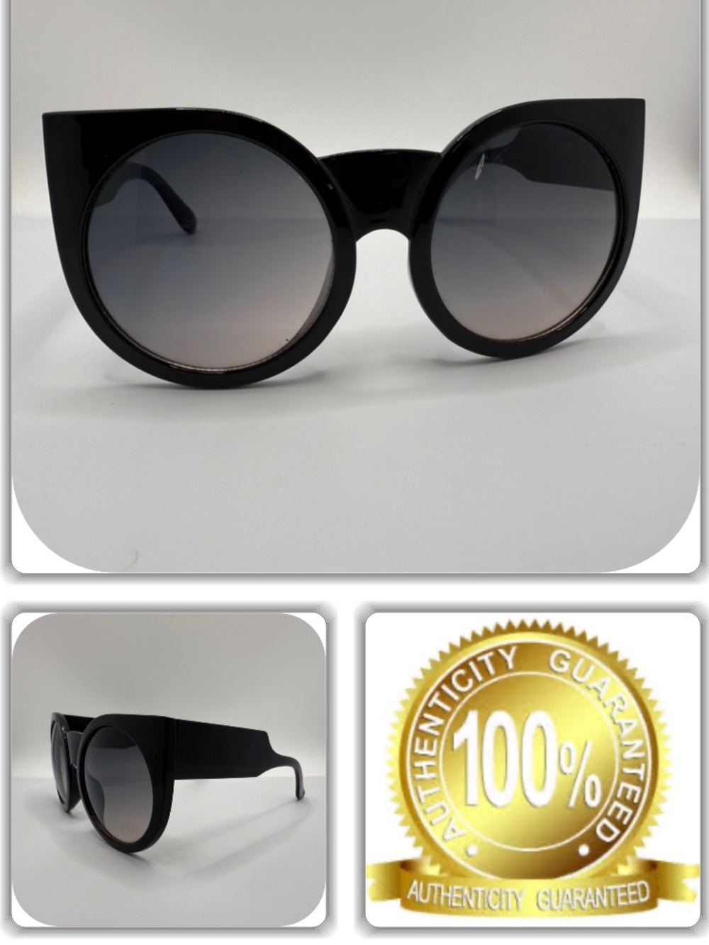 😎 ALLURING CAT EYE ROUND OVER SIZED BLACK SUNGLASSES! 😎